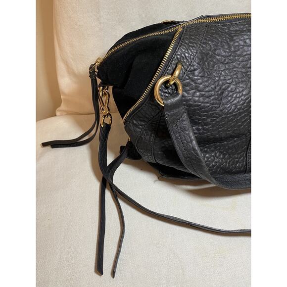 Vince Camuto Purse Bag Black Pebbled Leather Snap & Zip Multi Compartment - Picture 8 of 16